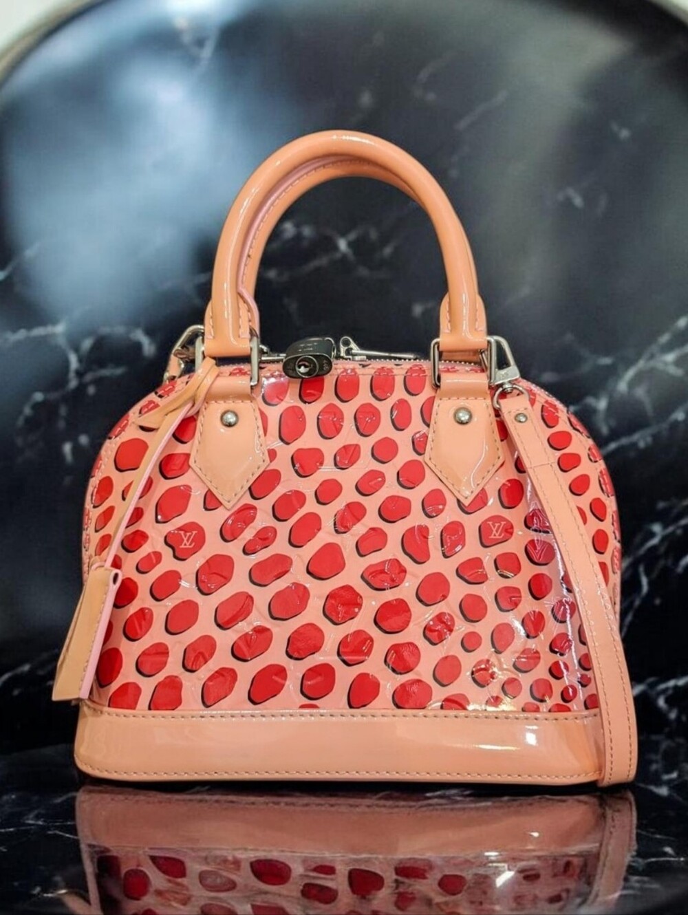 Louis Vuitton Limited Edition Alma BB Monogram Vernis Jungle Dot Crossbody Bag